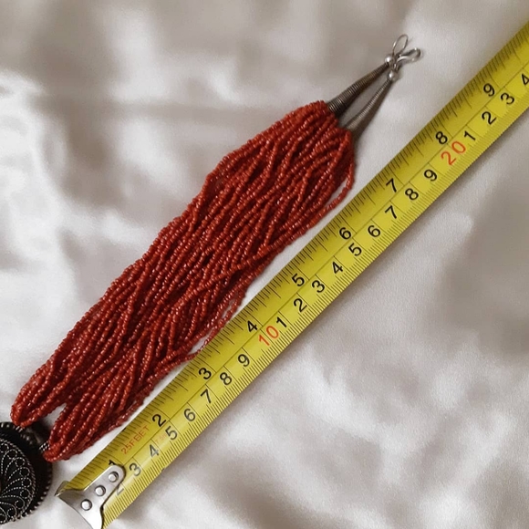 Vintage Tibetan Genuine Red Coral Necklace 20-Strand Twisted Bali Silver Locket - Picture 10 of 11